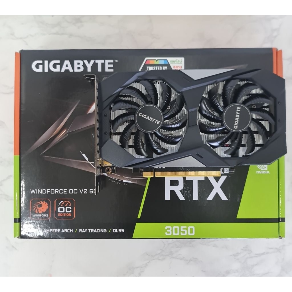GIGABYTE  RTX 3050 6G DDR6 มือสอง สภาพใหม่ ไม่ต่อไฟเพิ่ม ประกัน 29/08/2571