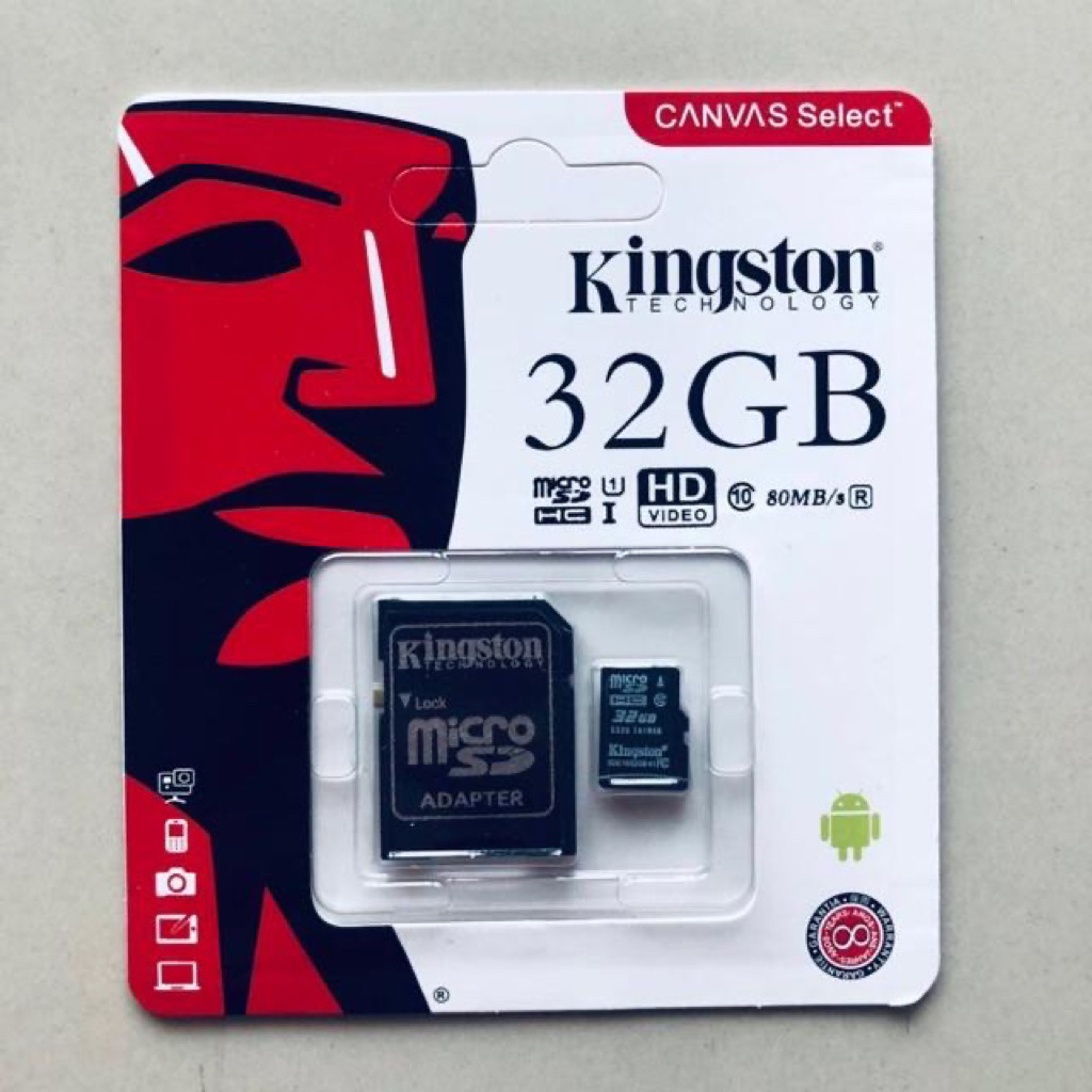 Kingston Micro sd card Memory Card 32GB กล้อง/กล้องติดรถยนต์ / โทรศัพท์มือถือ (เทียบแท้)