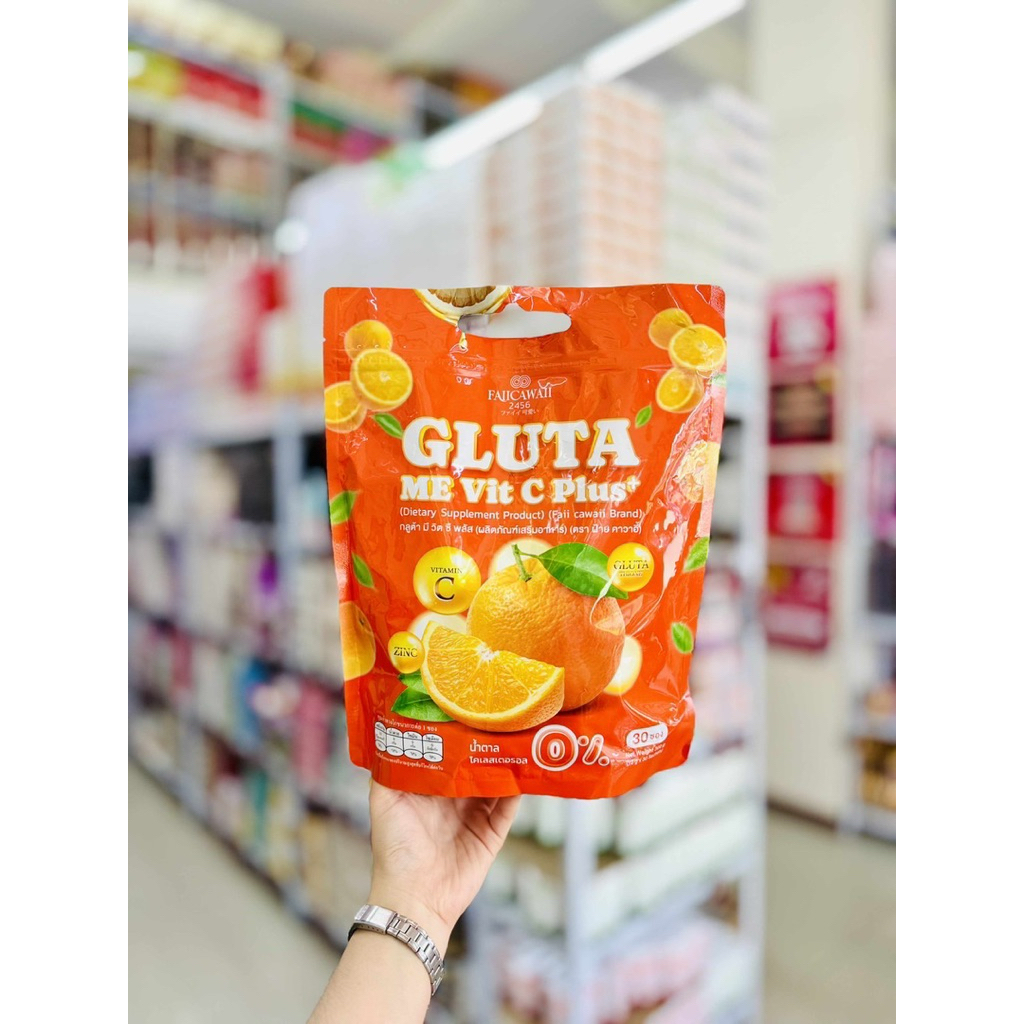 FAJICAWAII GLUTA ME Vit C Plus+ กลูต้า วิตซี พลัส ผิวขาวใส ลดหมองคล้ำ วิตามินซี บำรุงผิว ไม่มีน้ำตาล