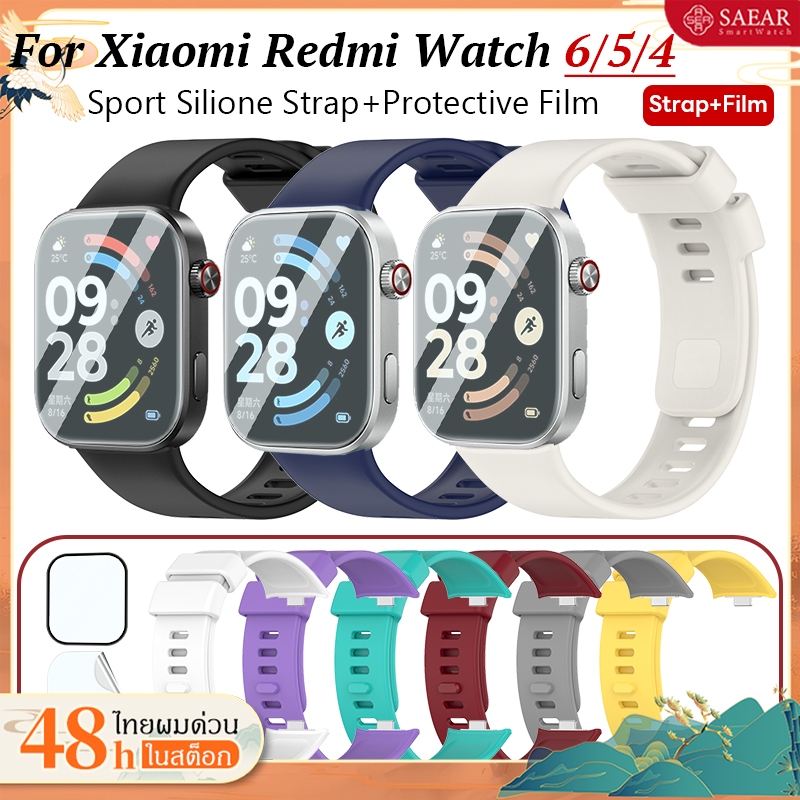 สำหรับ Redmi Watch 6 4 5 Sport สายซิลิโคน +ฟิล์มป้องกัน สำหรับ สำหรับ Redmi Watch 4 5 6 สายรัดนาฬิกา