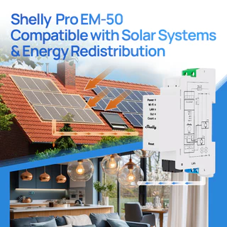 Shelly Pro EM 50A Wifi ติดตั้งบนราง DIN มิเตอร์วัดพลังงานเฟสเดียว 2 ช่องพร้อมสวิตช์รวมพร้อมคอนแทคเตอร์ควบคุม