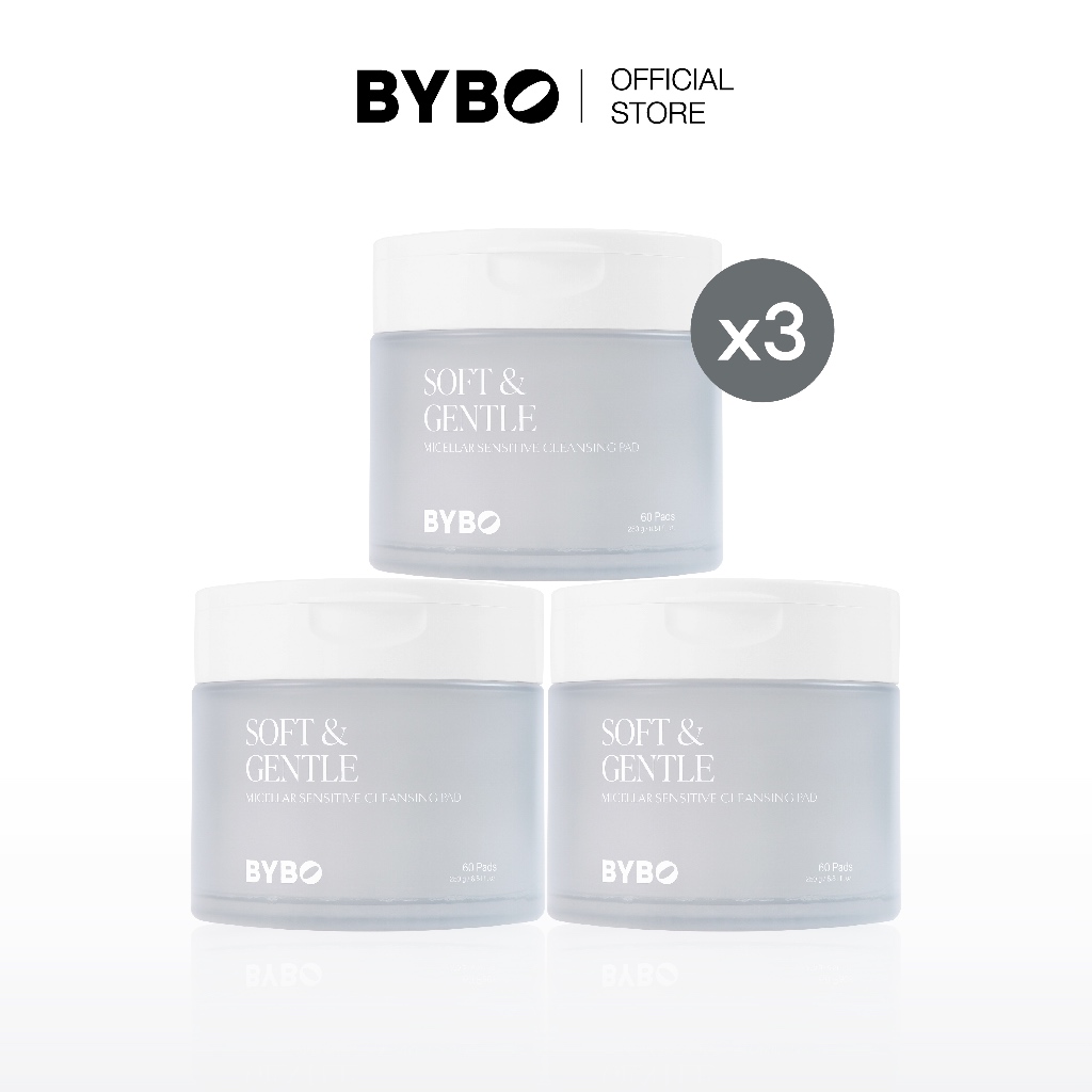 [SET3PCS] BYBO SOFT & GENTLE MICELLAR SENSITIVE CLEANSING PAD 250G เซนซิทีฟ ไมเซลลาร์ คลีนซิ่ง เเพด