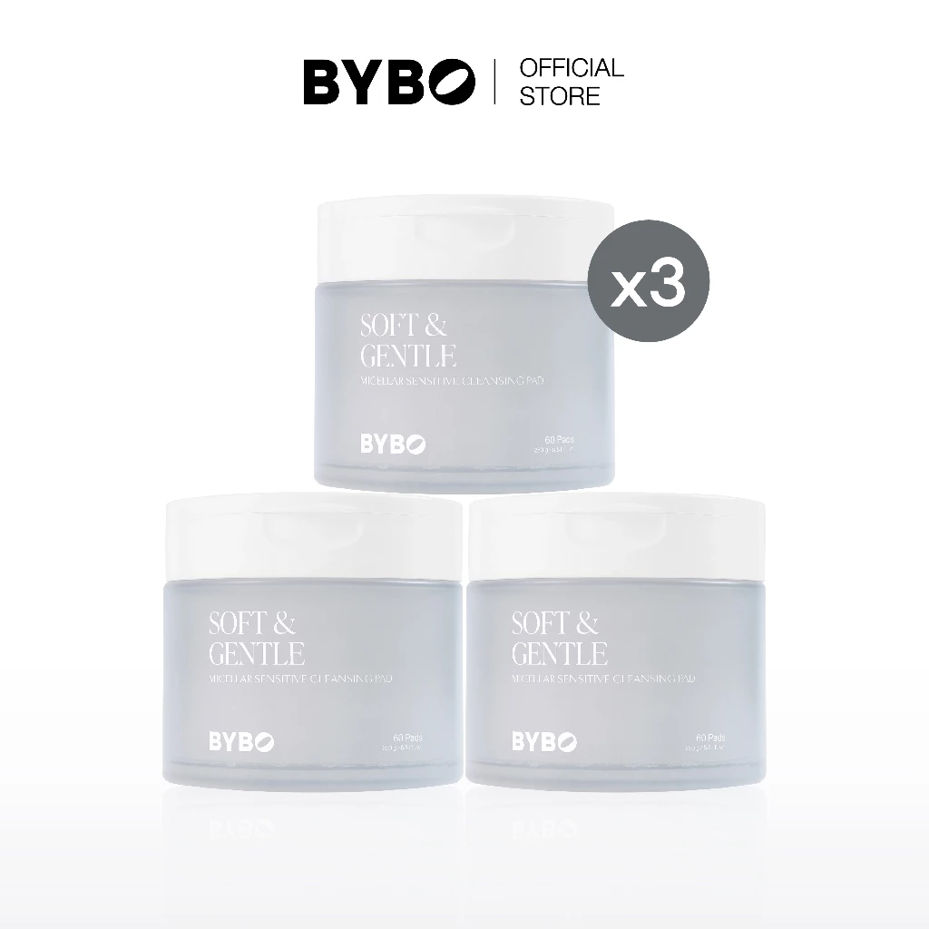 [TRIPLE SET] BYBO SOFT & GENTLE MICELLAR SENSITIVE CLEANSING PAD 250G เซนซิทีฟ ไมเซลลาร์ คลีนซิ่ง เเพด