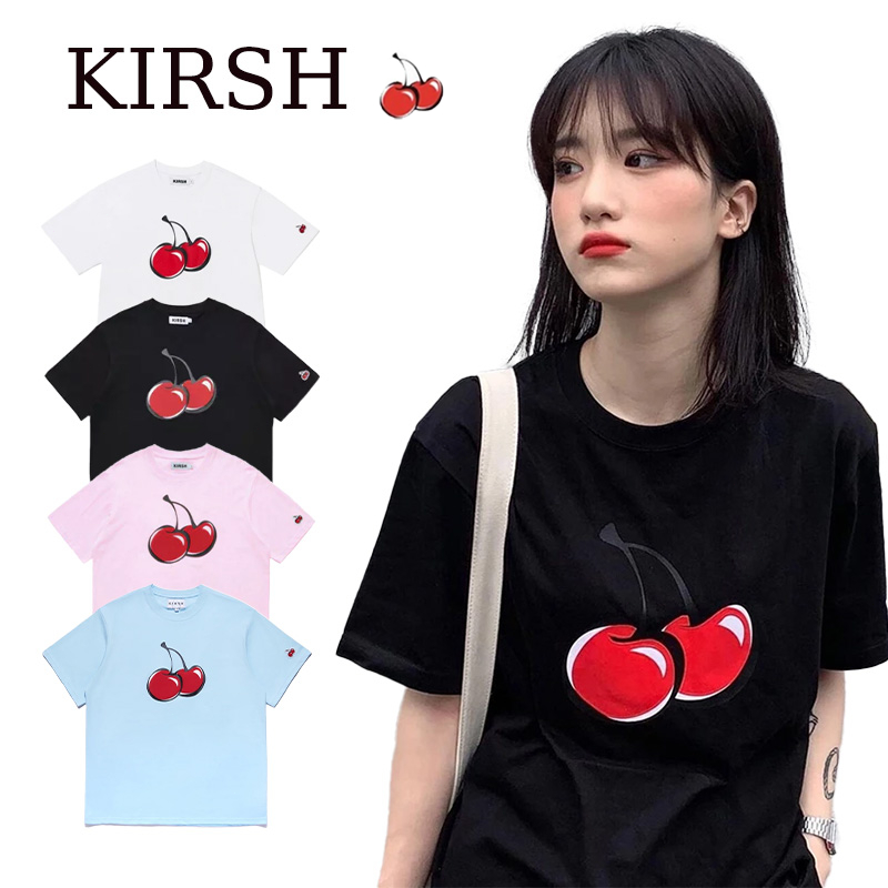 [สินค้าเกาหลีแท้ 100%] เสื้อยืดคอกลม KIRSH BIG CHERRY ลายเชอร์รี่ มีให้เลือกหลายสี จัดส่งทันที