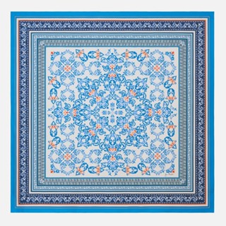 Indian Ancient Silk Twill Printed Scarf -  Blue