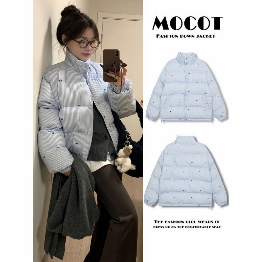 ‼️พร้อมส่ง‼️เสื้อแจ็คเก็จสีฟ้าลายทาง