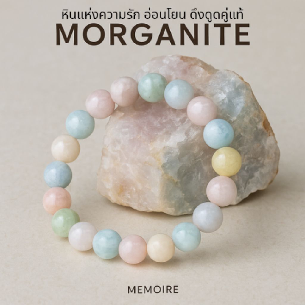 กำไลหินแท้เบริล Morganite (Beryl) หินเรียกความรัก เสริมเสน่ห์ ความสัมพันธ์ดีขึ้น หินแท้คัดเกรด