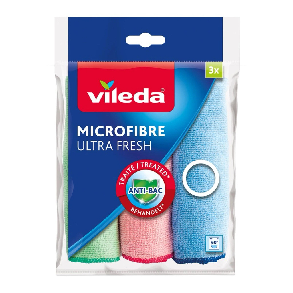 East Vileda microfiber ultra fresh x3 ผ้าไมโครไฟเบอร์ 3ผืน แบรนด์เยอรมัน