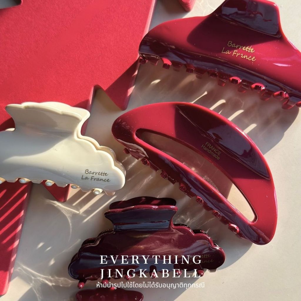 พร้อมส่ง  กิ๊บหนีบผมอะคริลิค กิ๊บคริสมาส กิ๊บสีแดง