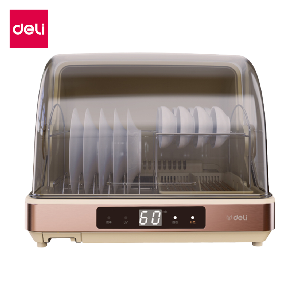 Deli เครื่องอบฆ่าเชื้อ ตู้อบภาชนะ จุ 30L จอแสดงผลดิจิทัล อบแห้งลมร้อน พร้อมเปิดใช้  dishsterilizer