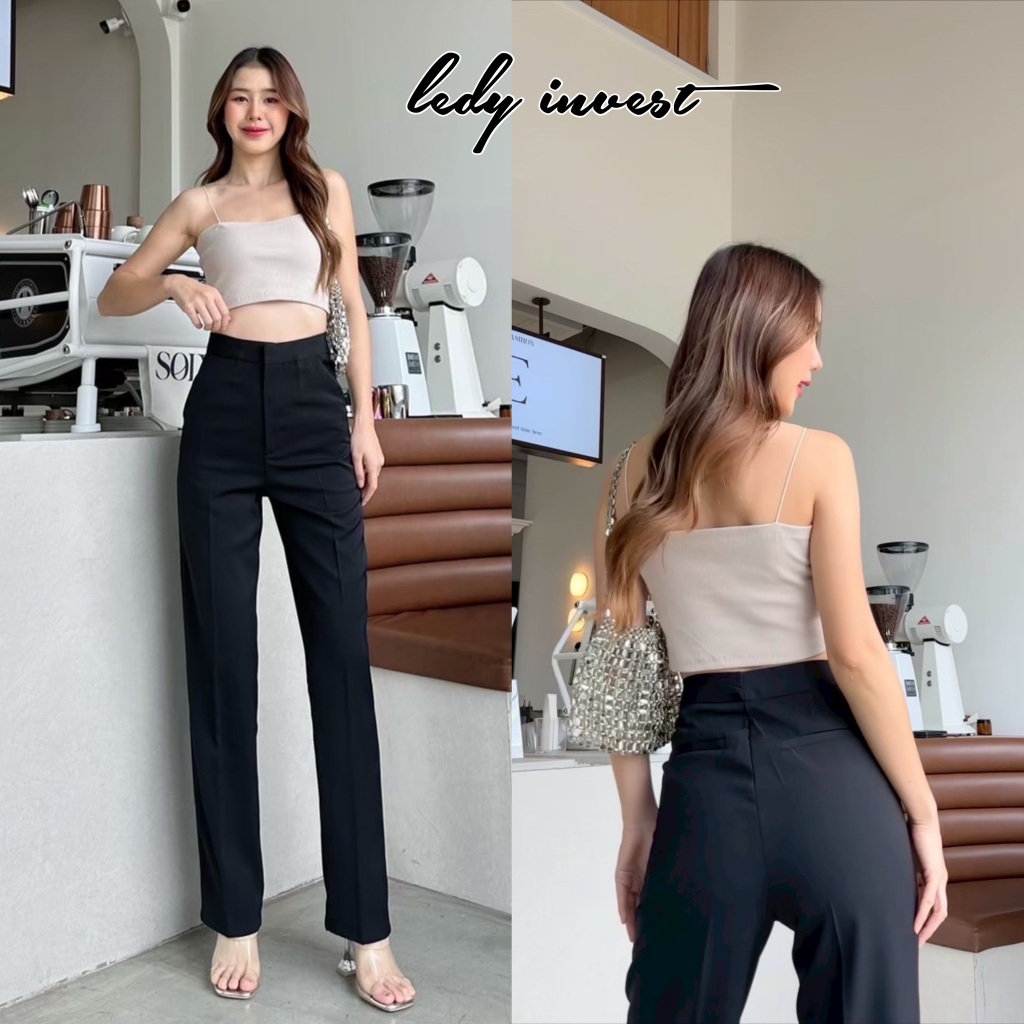 ซาร่ากระเป๋าเจาะด้านหลังสองข้าง กางเกงทรงกระบอก เล็ก  ผ้าพรีเมี่ยม กางเกงทำงานผู้หญิง สีดำ LT14