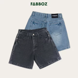 FABBOZ STREETLINE Denim Shorts กางเกงขาสั้นยีนส์ฟอกสีดำสุดฮิต ทรง Straight/Relaxed เหนือเข่า