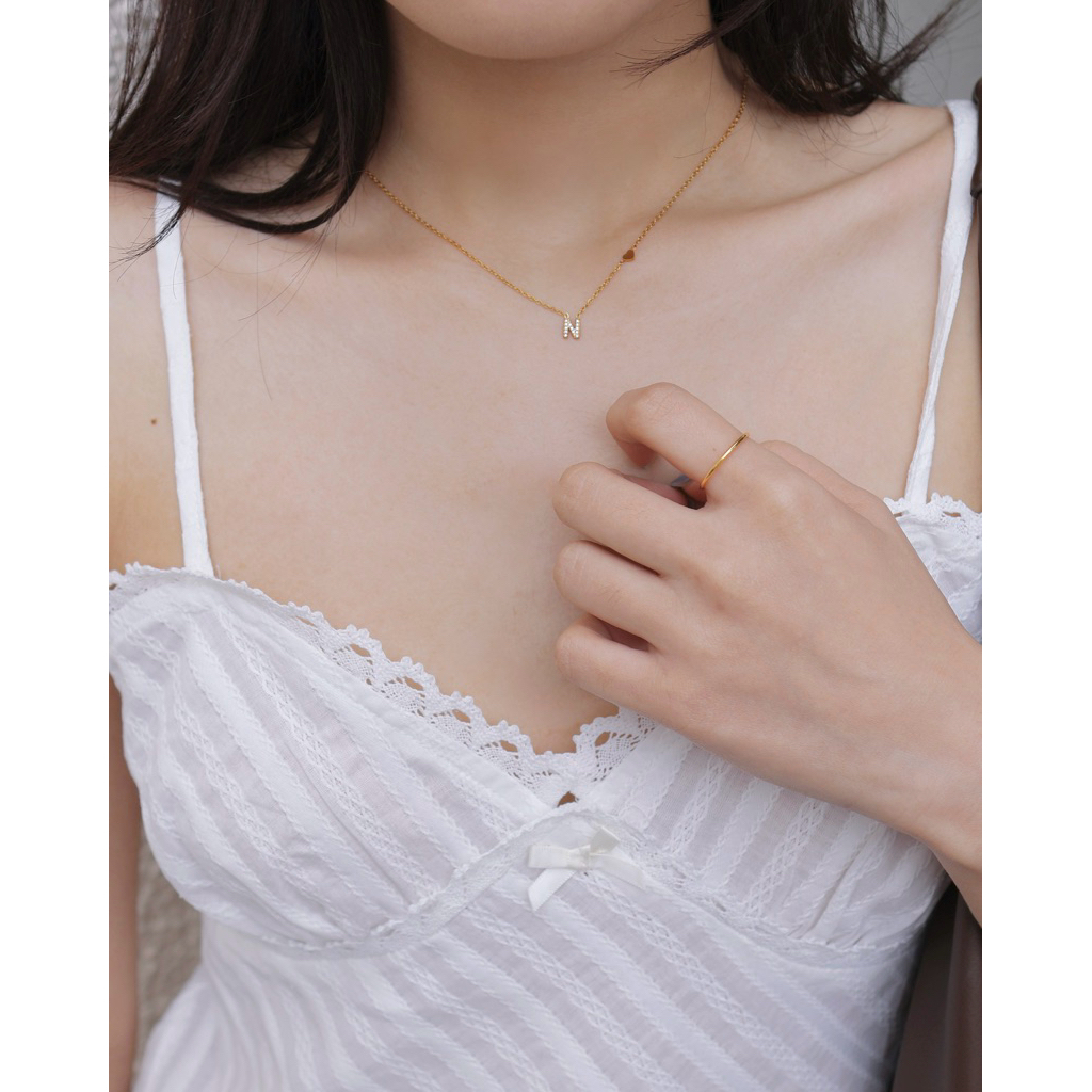 A.piece สร้อยคอ (waterproof) : [stainless steel] Alphabet heart necklace