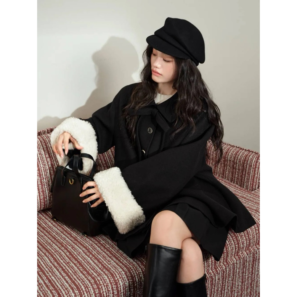 [พรีออเดอร์] ❤KUOSE : Ribbon Tie Mid-Length Coat❤️