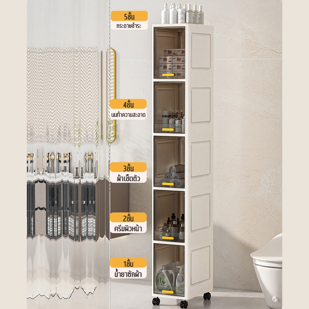 ตู้อเนกประสงค์ กล่องเก็บของมีล้อ ตู้ครัว 3/4/5 ชั้น เหมาะกับห้องนอน ห้องนั่งเล่น ครัว แข็งแรง รับน้ำหนักได้มาก - รูปที่ 7