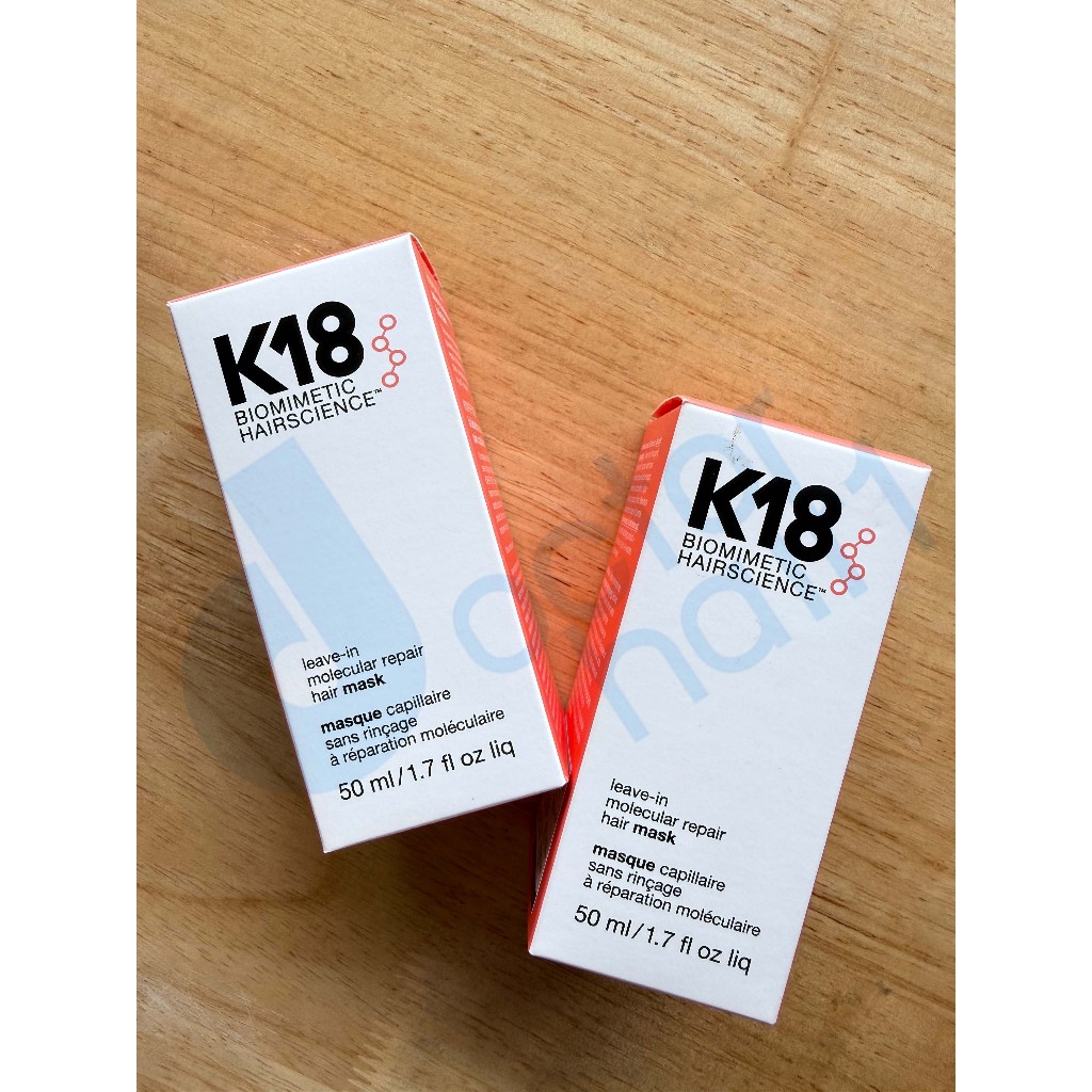 K18 HAIR LEAVE-IN MOLECULAR REPAIR HAIR MASK 50ml. บำรุงผมเสีย เชื่อมแกนผมแนวนอน ( ของแท้ 100% พร้อมเทคนิคการใช้งาน )