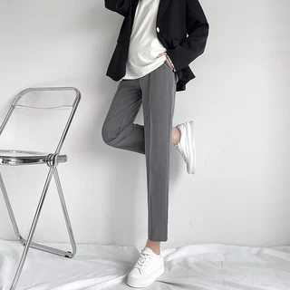 MACHIKO | L52 กางเกงทำงานคนท้อง โอลีฟ กระบอกเล็ก Skinny ผ้าหนานุ่ม มีสายปรับระดับ ใส่ได้ยันหลังคลอด