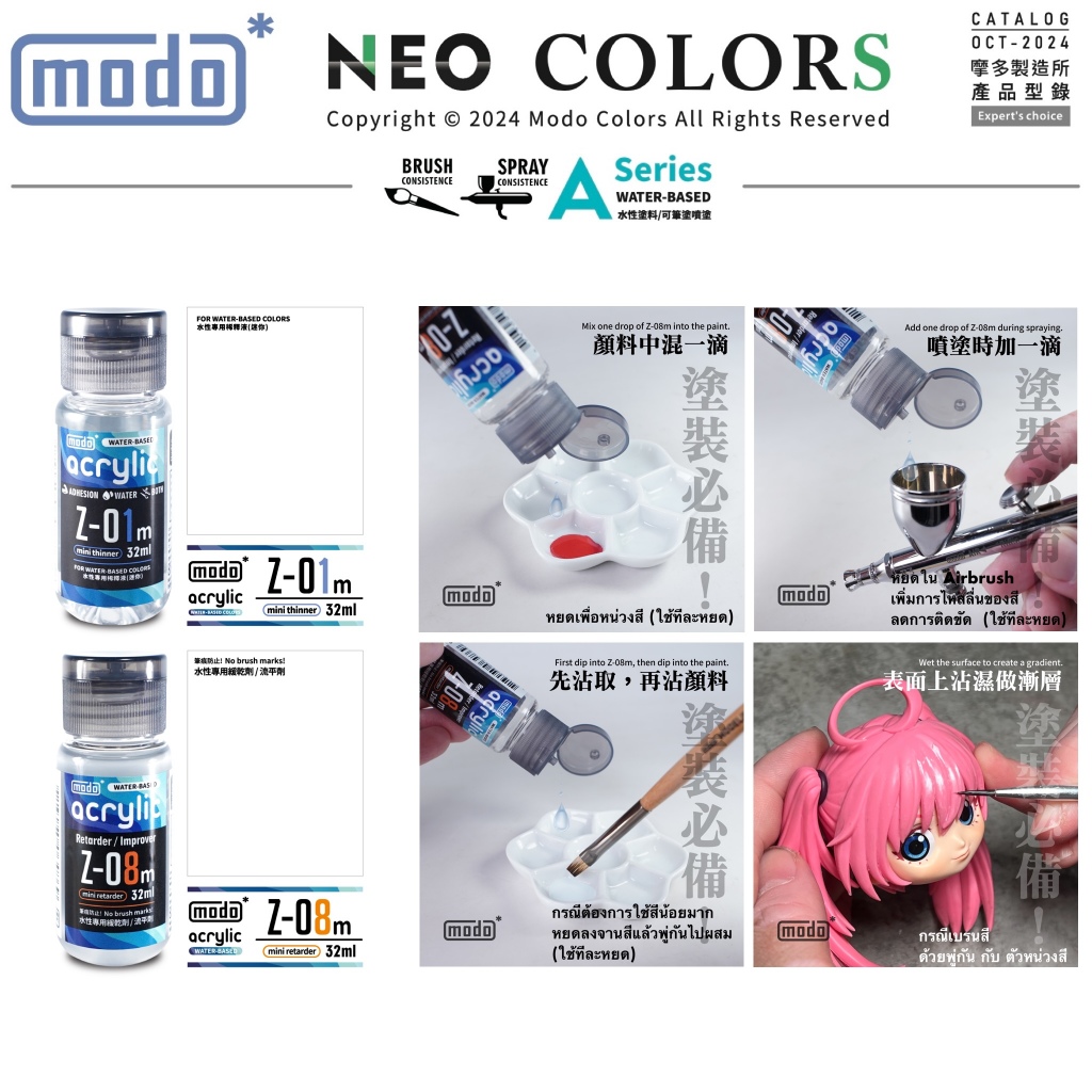 MODO WATER-BASED THINNER ขนาด32ml ตัวทำละลายสี อะคริลิคสูตรน้ำ ของโมโด