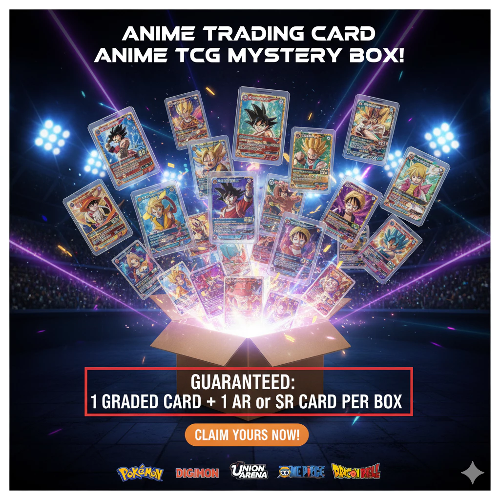 **🔥 กล่องสุ่ม Anime TCG Mystery Box! การ์ดเกรด + AR/SR ทุกกล่อง! โปเกมอน ดิจิมอน ยูกิ! 🔥**