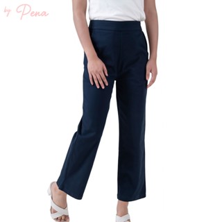 By Pena กางเกงขายาวเอวสูงทรงตรง สีพื้น BSPL006