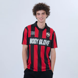 BODY GLOVE SC Essential Soccer Tees เสื้อโปโลลายทาง สีแดง-ดำ