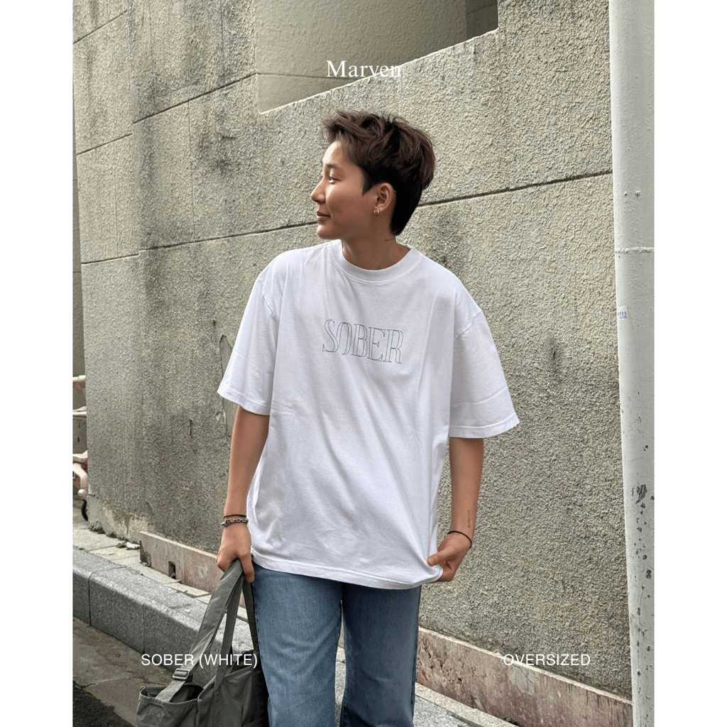 Marvenapparel - SOBER (Unisex) เสื้อยืดสกรีนลายทรง Baby crop / Oversized