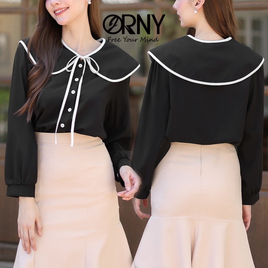 🇹🇭 ส่งจาก กทม. 🇹🇭  ไซส์ S-2XL 🌼 954 / 957 เสื้อเชิ้ตแขนยาว คอตุ๊กตา ORNY