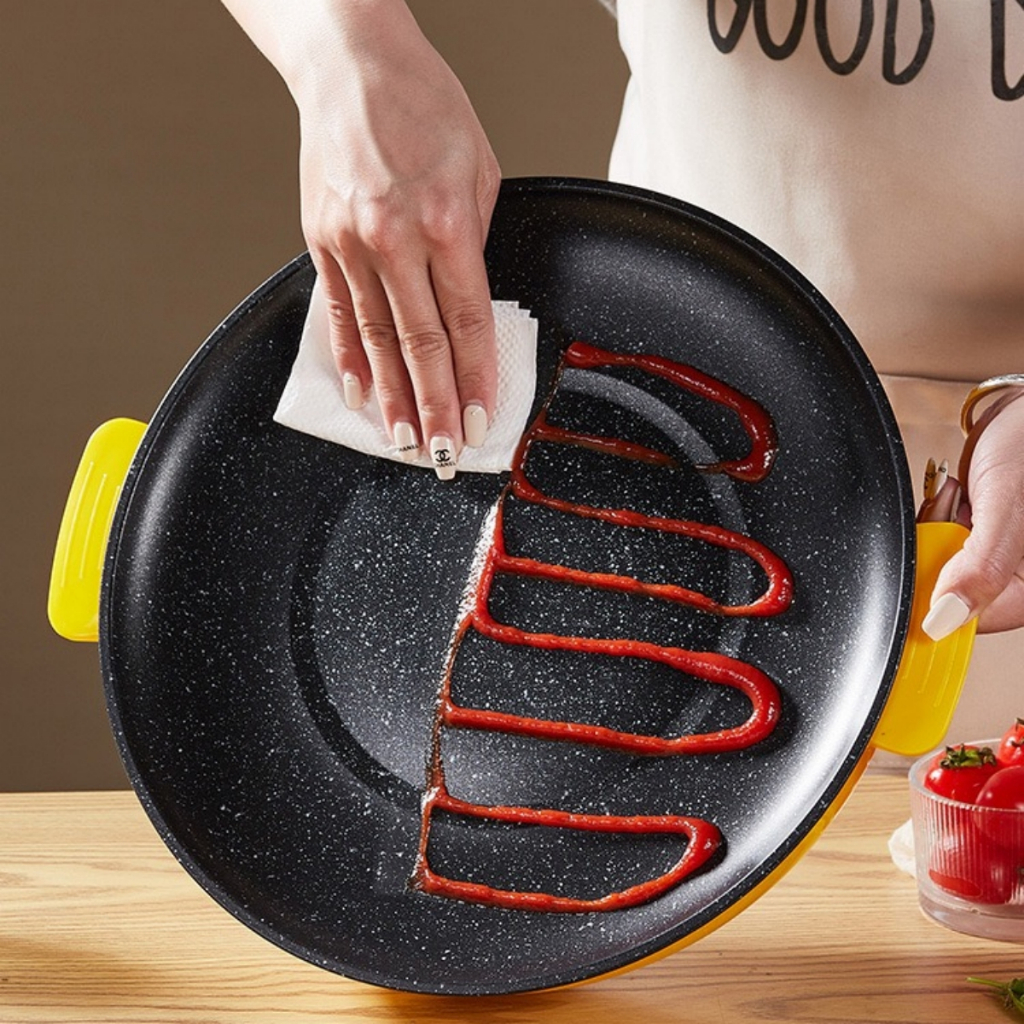 หม้อไฟฟ้า กะทะไฟฟ้า ไม่ติดกระทะ กระทะอเนกประสงค์กระทะไฟฟ้า ทอด ย่าง ผัด สเต๊กหม้อไฟฟ้า วัสดุสแตนเลสคงทน ทำความสะอาดง่าย - รูปที่ 5