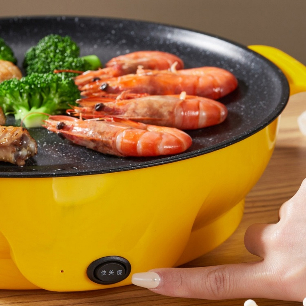 หม้อไฟฟ้า กะทะไฟฟ้า ไม่ติดกระทะ กระทะอเนกประสงค์กระทะไฟฟ้า ทอด ย่าง ผัด สเต๊กหม้อไฟฟ้า วัสดุสแตนเลสคงทน ทำความสะอาดง่าย - รูปที่ 4