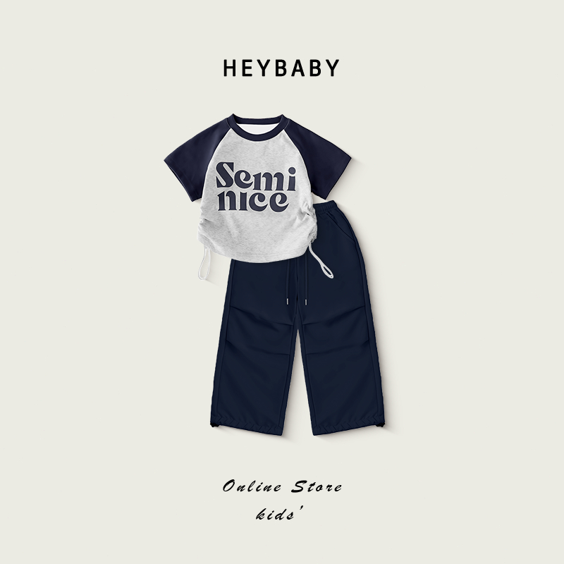 2-15 ปี ชุดเชทเด็กผู้หญิง เสื้อ+กางเกง ดเชทเด็ก2ชิ้น สไตล์เกาหลี เสื้อยืดเด็กผู้หญิง   กางเกงขากว้าง แฟชั่น