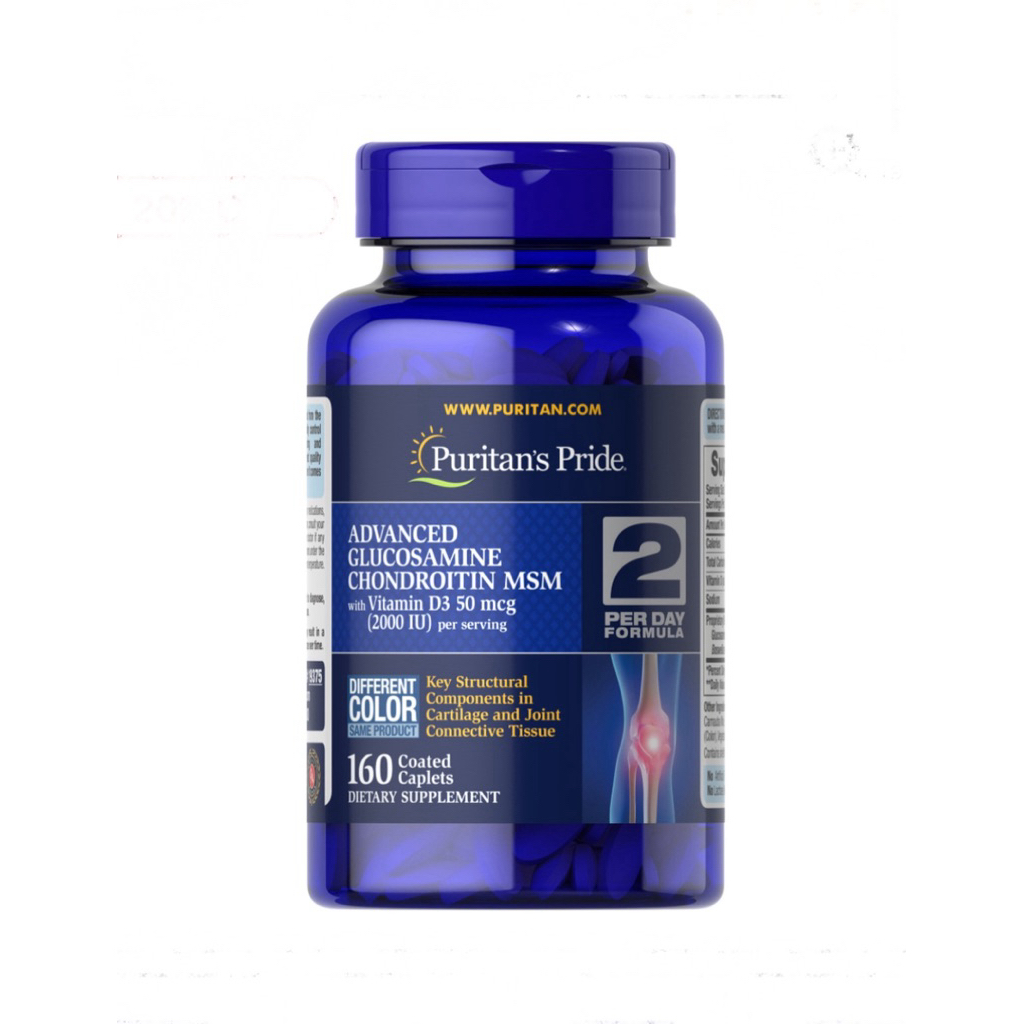 Exp 8/28  Puritan's Pride Advanced Glucosamine Chondroitin MSM with Vitamin D3 50mcg Dietary Supplem