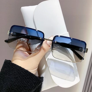 ใหม่ Frameless ตัดขอบแว่นกันแดดพรีเมี่ยมความรู้สึกป้องกันรังสียูวีแว่นตากันแดด Unisex วินเทจเทรนด์