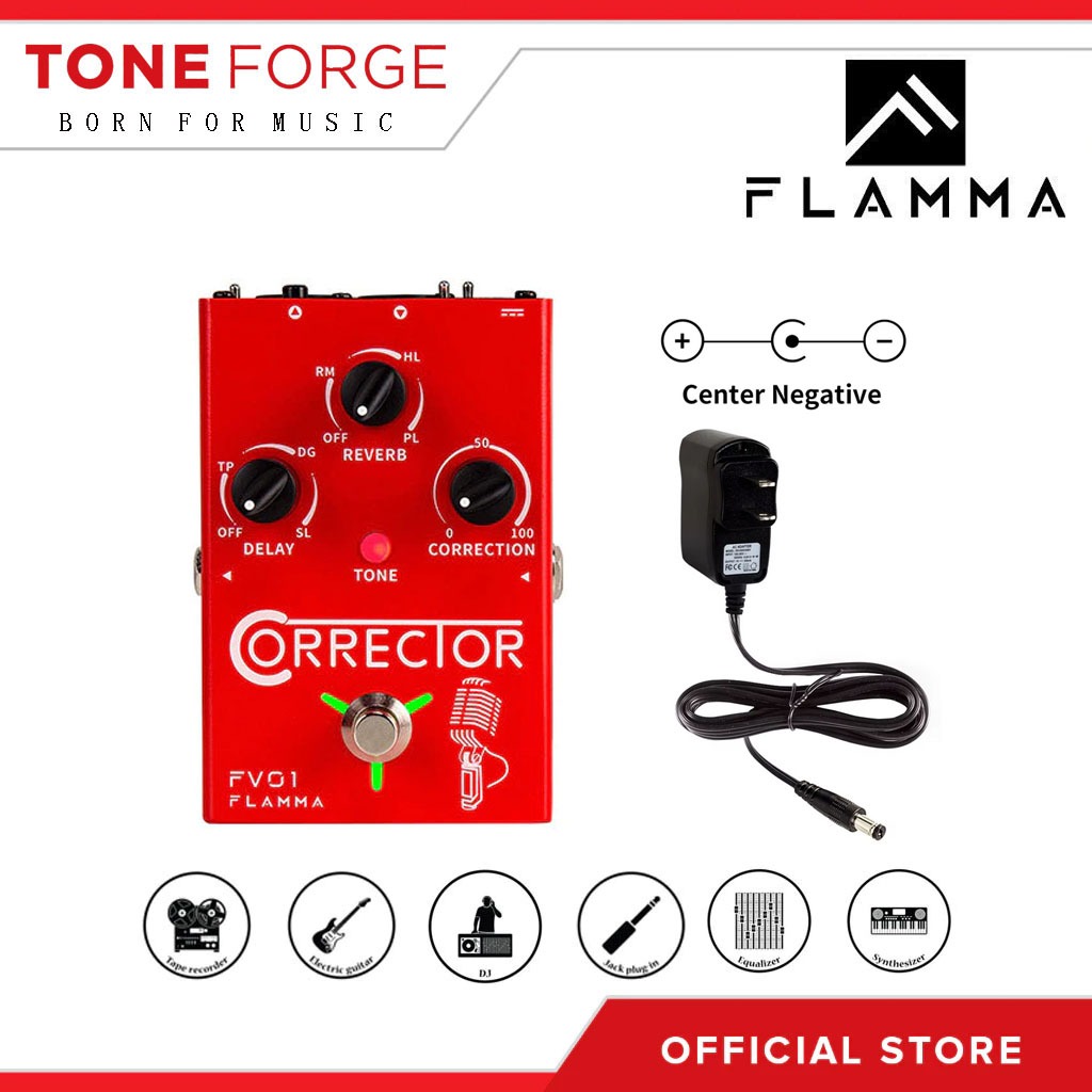 FLAMMA FV01 Vocal Effects Processor Pitch Correction พร้อม Delay Reverb Effects สําหรับเครื่องขยายเส