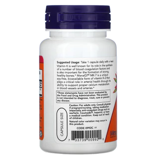 Now foods, MK-7 Vitamin K-2, 100 mcg, 60 Veg Capsules