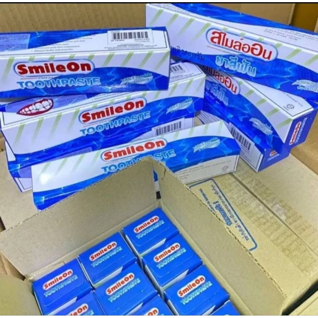 *ยกโหล*12 หลอดยาสีฟัน smile on ยาสีฟันสมุนไพรผสมฟลูออไรด์และว่านหางจระเข้