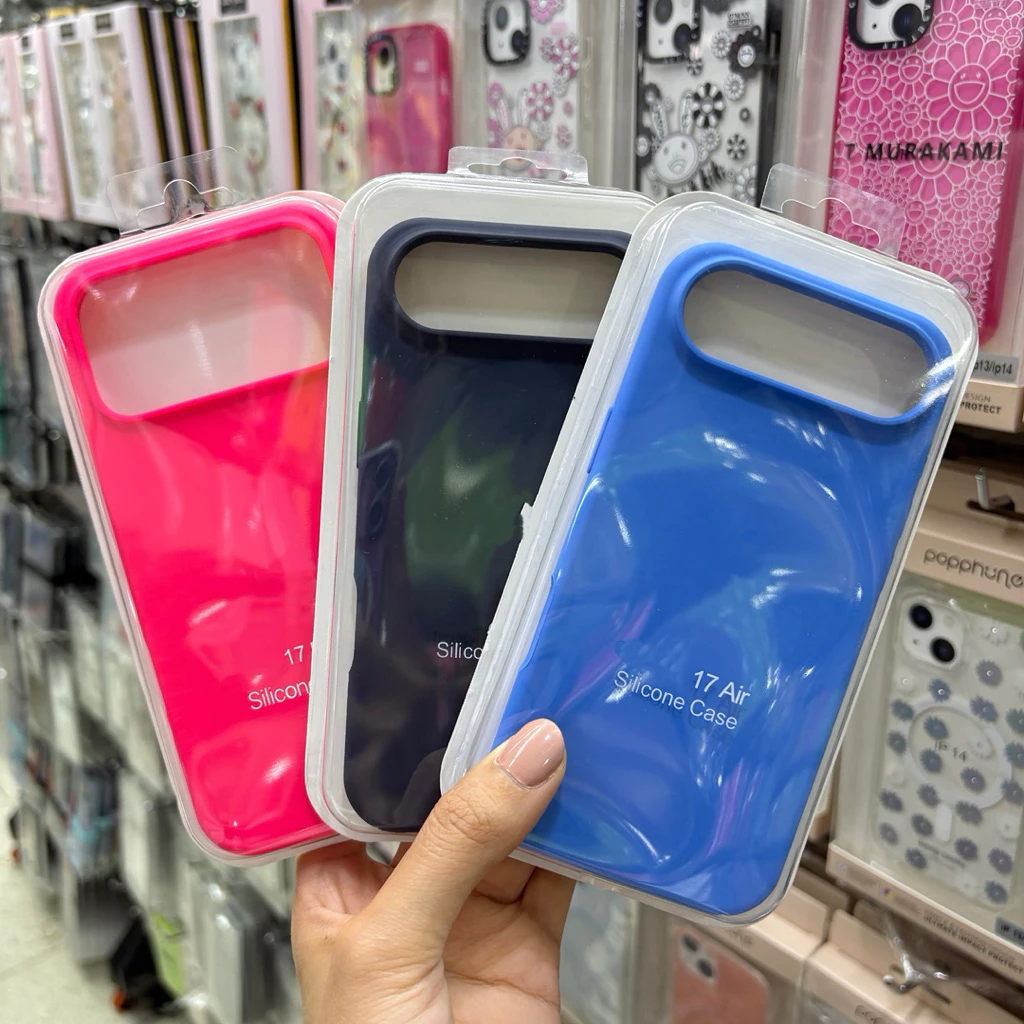 **พร้อมส่งในไทย Caseไอโฟน17 17Air 17pro 17promaxกำมะหยี่โลโก้ เนื้อซิลิโคน สีพื้น สำหรับรุ่นไอโฟน17promaxสินค้าพร้อมส่ง