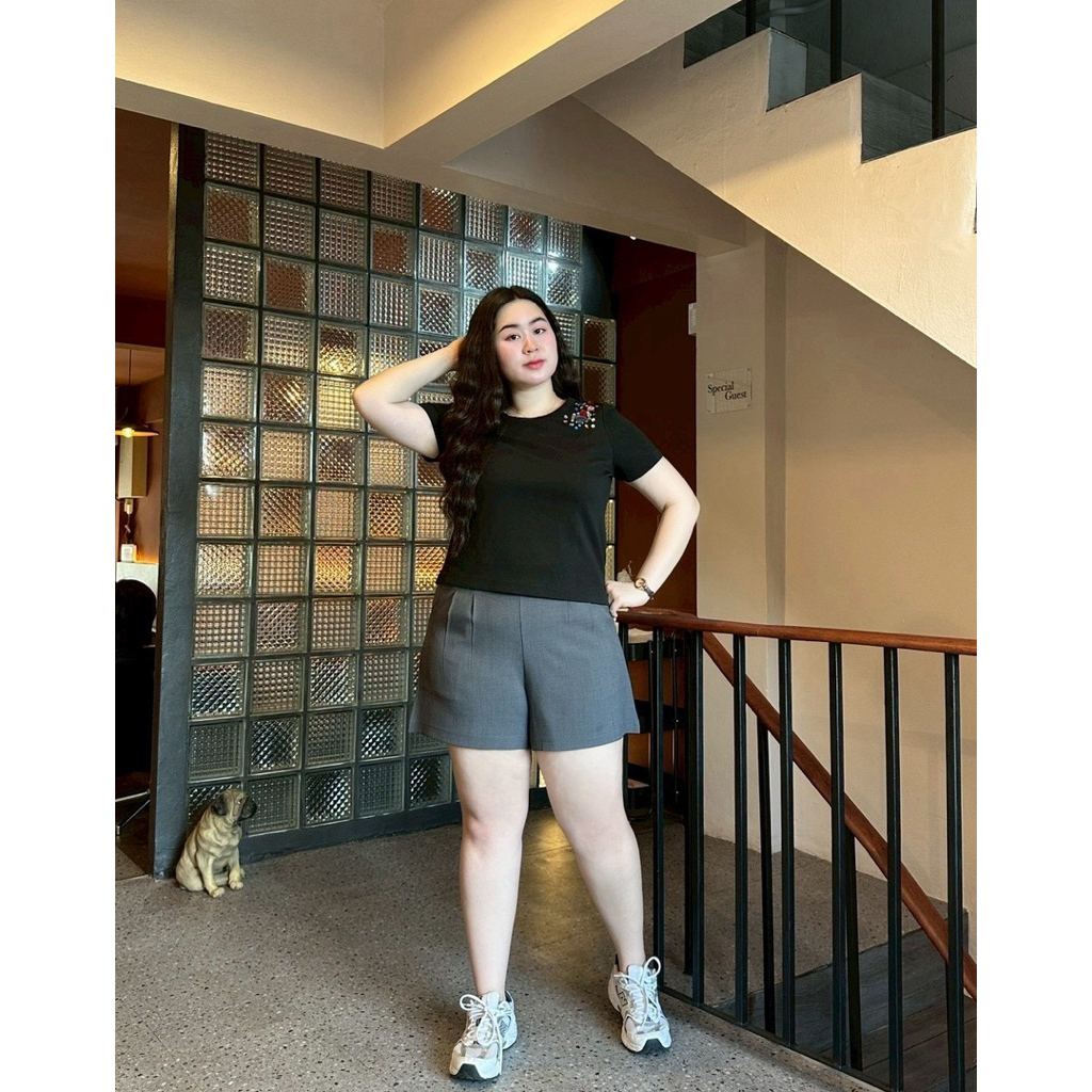 กางเกงขาสั้นสาวอวบจับกลีบ เอวสูงทรงสวยเก็บพุงเก็บสะโพกได้ดี - รูปที่ 4