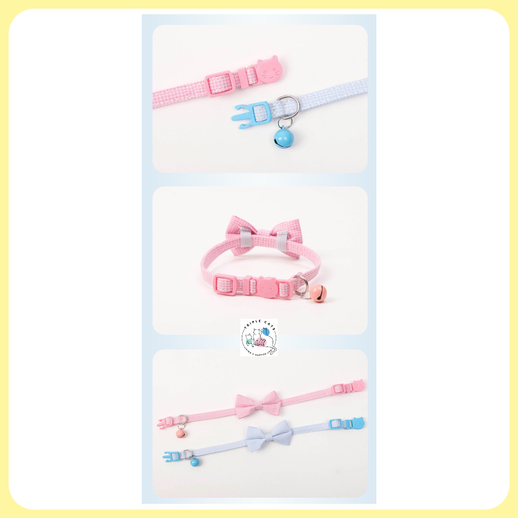 ปลอกคอแมวพร้อมโบว์ ปลอกคอนิรภัย ปลอกคอนิรภัยสัตว์เลี้ยง ปลอกคอนิรภัยแมว - รูปที่ 3
