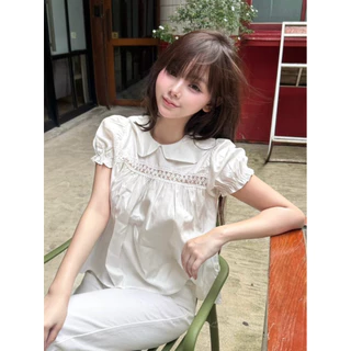 Levenn.bkk • Cara Top เสื้อคอบัว แขนตุ๊กตา แต่งดีเทลลูกไม้ ทรงสวย แมทง่าย ใส่ได้บ่อย สำหรับสาวๆ ที่รักสไตล์เรียบหรู