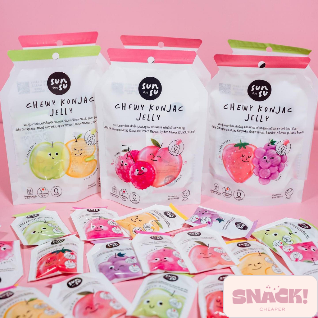 Sunsu Fruit flavored jelly 0 kcal (96 g) l ซันซุ เยลลี่ผสมบุก หลากหลายกลิ่น 0 แคล น้ำหนัก 96 กรัม