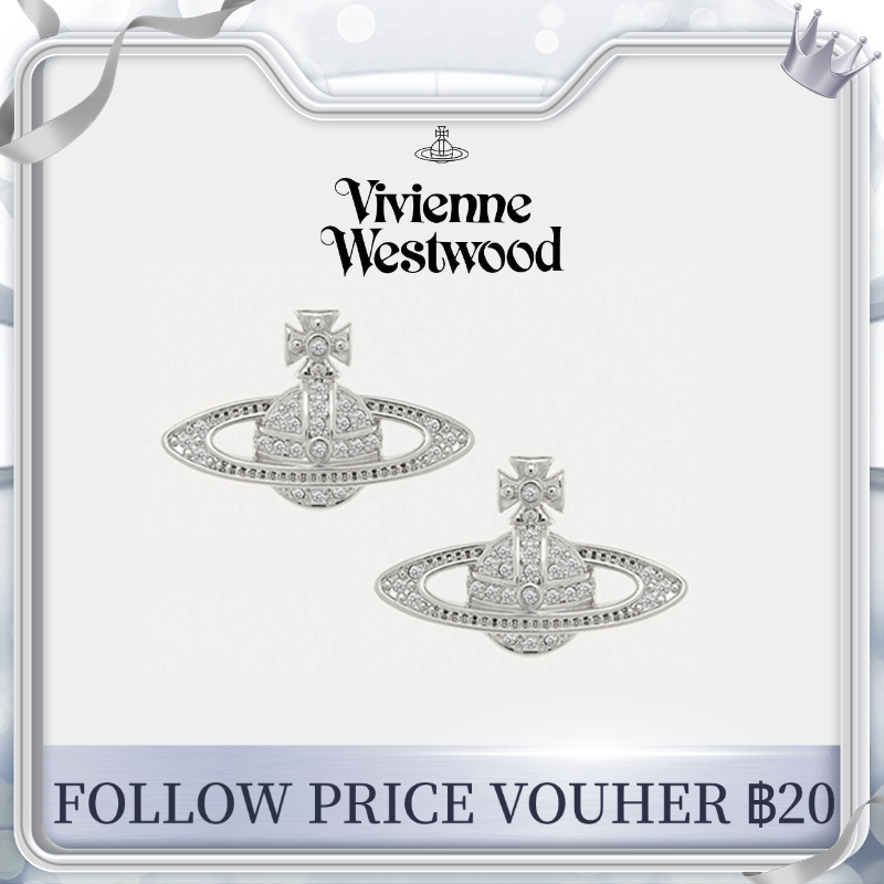 พร้อมส่ง  แท้  ส่งด่วน VVW Vivienn Westwoo Mini Bas Relief เงิน925 Earrings มงคล น้ำหนักเบา