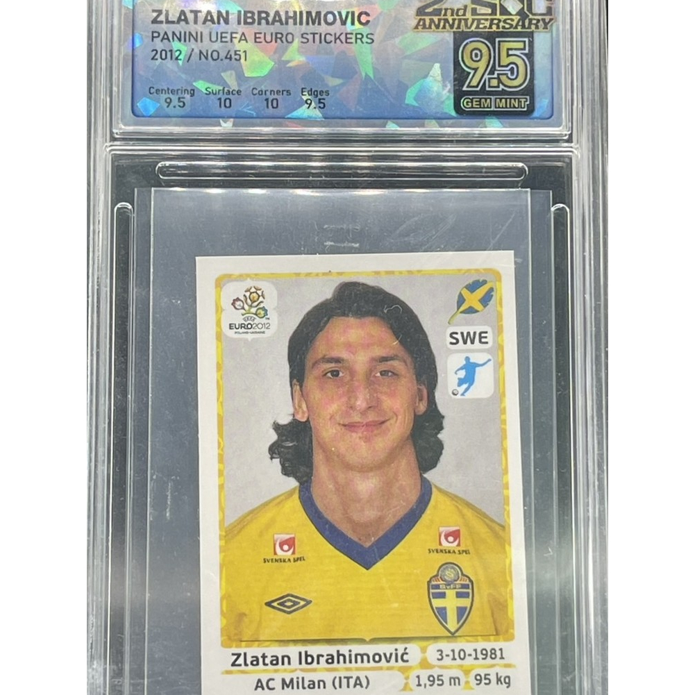 2012 Panini UEFA EURO 2012 ZLATAN IBRAHIMOVIĆ Sticker #451 SQC 9.5 GEM MINT Sweden Legend