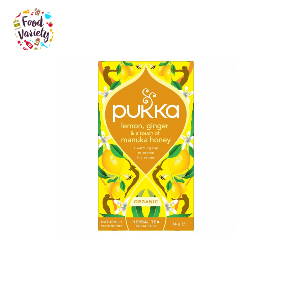 Pukka Lemon, Ginger & A Touch of Manuka Honey Herbal Tea 34g ชาสมุนไพรพุกก้า เลมอน ขิง และน้ำผึ้งมานูก้า 34 กรัม