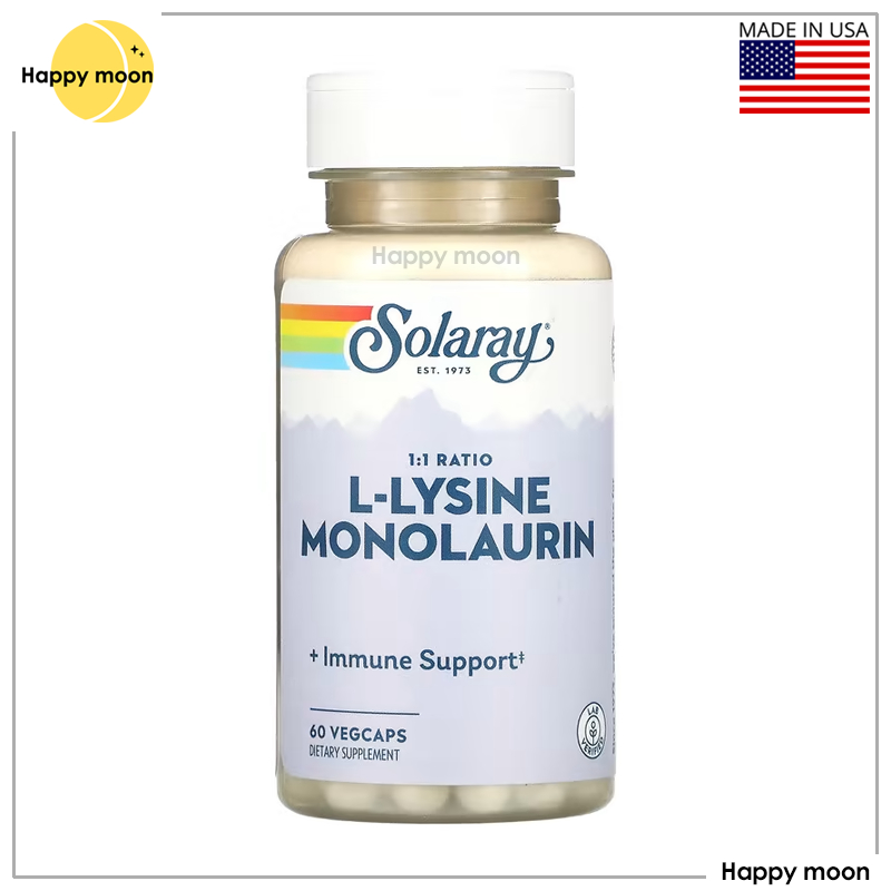 Solaray, L-Lysine Monolaurin 1:1 Ratio, 60 Vegetarian Capsules,ไลซีน โมโนลอริน