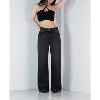 VALAW - Lowy Jeans กางเกงยีนส์เอวต่ำขากระบอกกลางกึ่งใหญ่