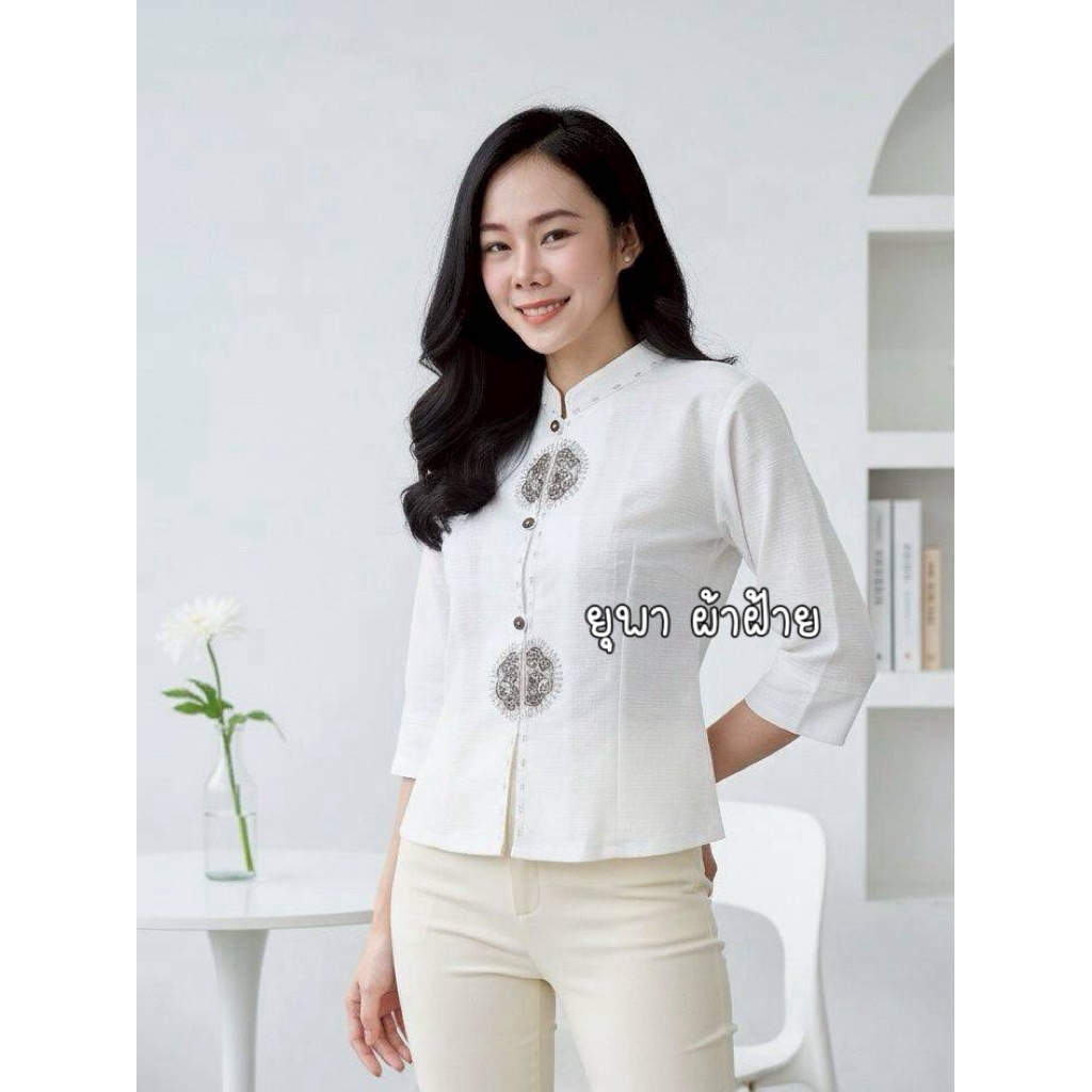 🔥เสื้อผ้าฝ้ายคอจีนพระจันทร์ครึ่งเสี้ยว🔥แขนสามส่วน - รูปที่ 5