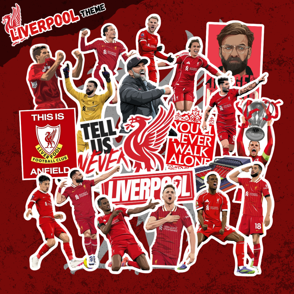 สติ๊กเกอร์ธีม Liverpool สติ๊กเกอร์ Liverpool สติ๊กเกอร์แปะ laptop, skateboard, โต๊ะ แบบกันน้ำ