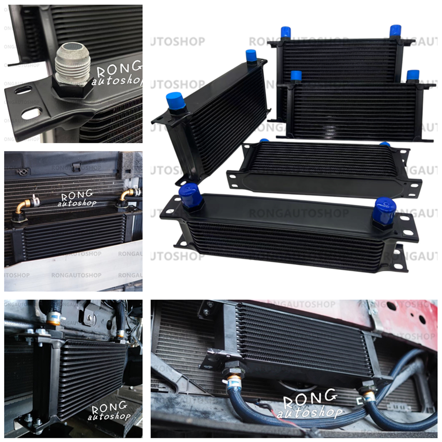 ออยคูลเลอร์ V2 oil cooler ออยเกียร์ สีดำ หัวAN10 แผงระบายความร้อนน้ำมันเกียร์แยก ตัดปัญหาความร้อนสะสมในชุดเกียร์ แบบแยก