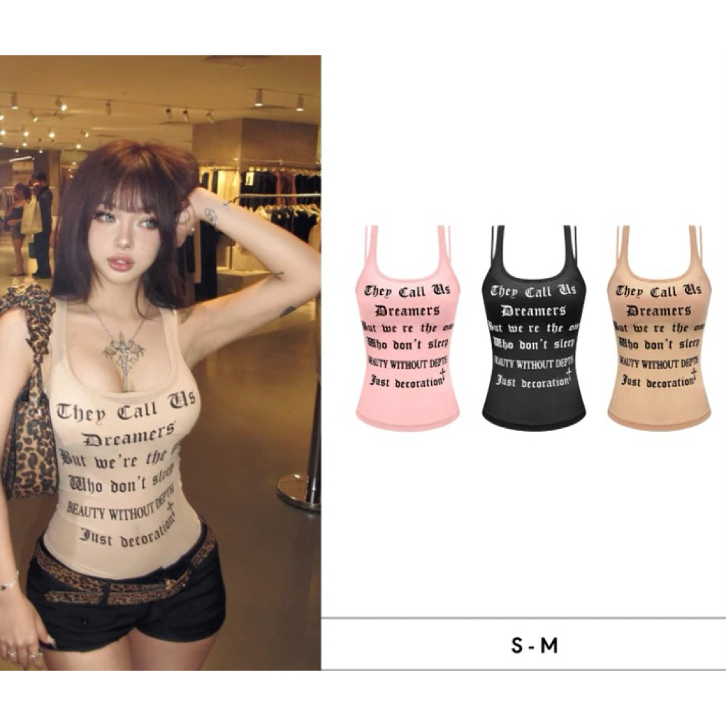 Pre-order (14-20days) แบรนด์เวียดนาม 🇻🇳 KILL SYSTEM Brand - Sexy see-through tank top from DREAMERS 🩷🖤