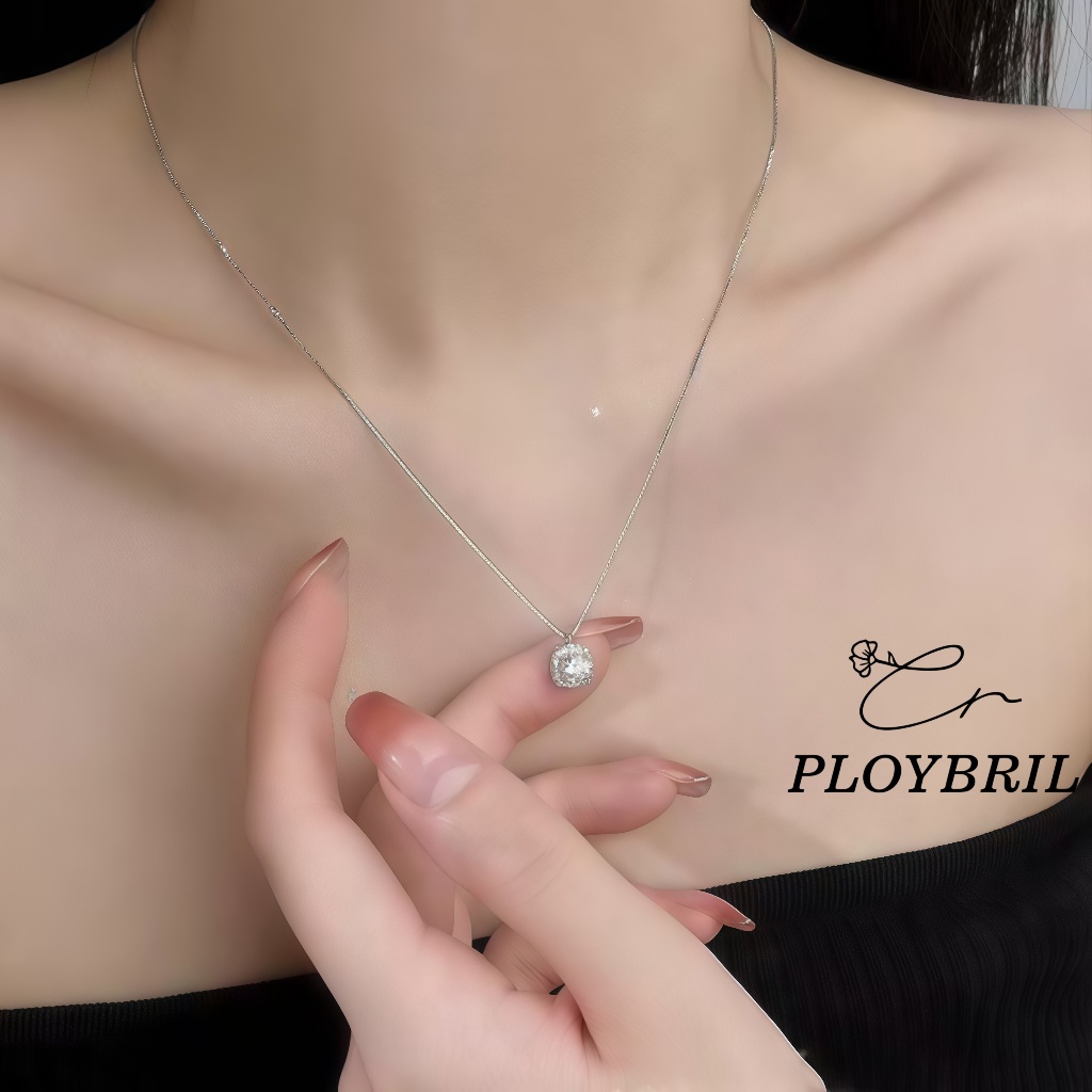 สร้อยคอผู้หญิง รุ่น X001 จี้เพชร CZ ทรงสี่เหลี่ยม สร้อยคอแฟชั่นสไตล์เกาหลี ดีไซน์เรียบหรู ใส่ได้ทุกวัน ใส่ออกงาน ของขวัญ